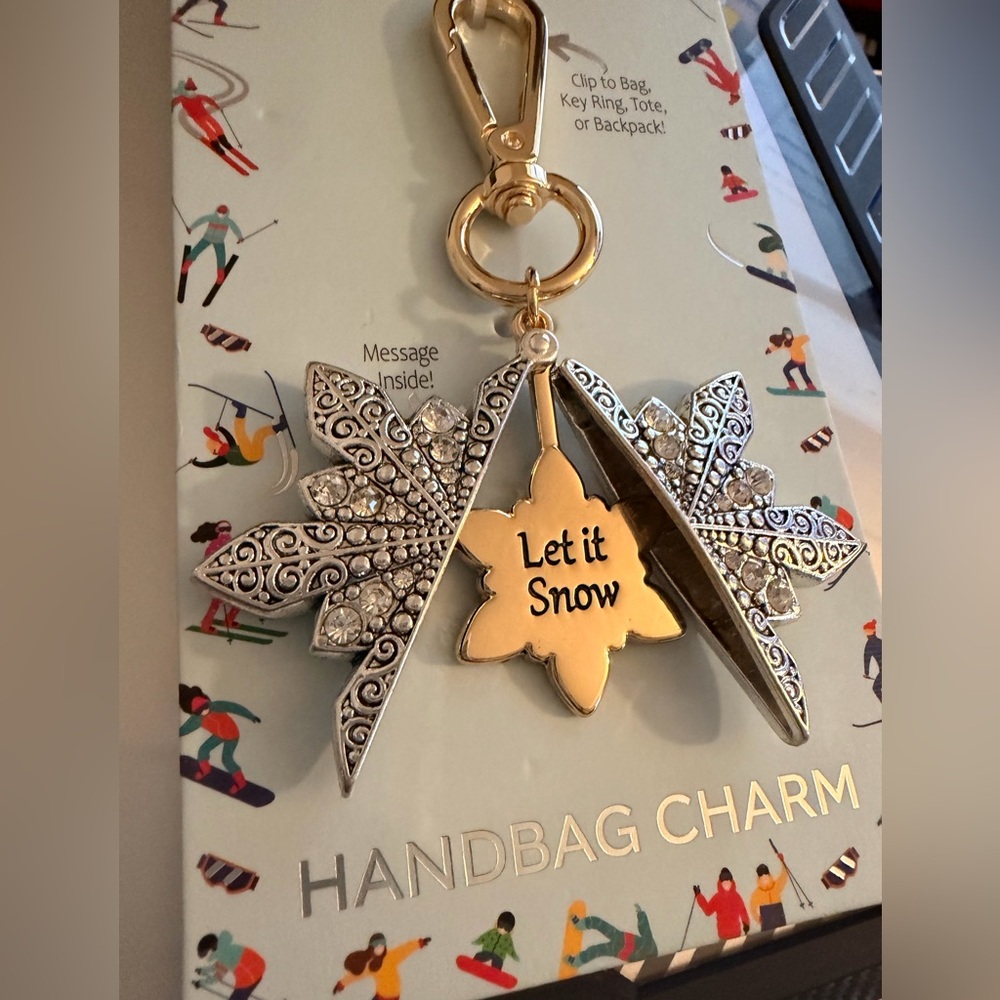 True to Form Silver Snowflake Keychain with Gold Clip - Picture 4 of 5